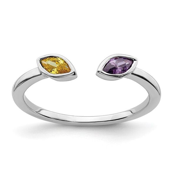 Kazi Luxury 14k White Gold Marquise Amethyst and Citrine Ring,New Products : American Fashion Style Bags On Sale